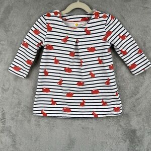 Baby Boden Dress Girls 18-24 Months Stripes Bunny Easter L/S Casual Buttons